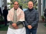 Anupam Kher met Rajnath Singh in Delhi. Anupam Kher met Rajnath Singh in Delhi.