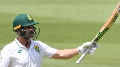South Africa's Dean Elgar celebrates his century (Proteas Men twitter) South Africa's Dean Elgar celebrates his century (Proteas Men twitter)