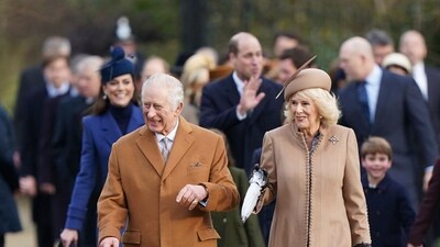 Britain's King Charles III, Queen Camilla, Kate, the Princess of Wales, Princess Charlotte, William, the Prince of Wales, Prince George, Prince Louis arrive to attend the Christmas day service. (AP) Britain's King Charles III, Queen Camilla, Kate, the Princess of Wales, Princess Charlotte, William, the Prince of Wales, Prince George, Prince Louis arrive to attend the Christmas day service. (AP)