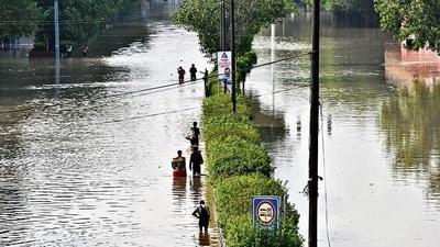 Amid erratic rainfall, water is wasted as run-off. (Sanchit Khanna/HT Photo) Amid erratic rainfall, water is wasted as run-off. (Sanchit Khanna/HT Photo)