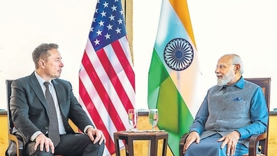 Prime Minister Narendra Modi with Tesla and SpaceX CEO Elon Musk in New York. (PTI) Prime Minister Narendra Modi with Tesla and SpaceX CEO Elon Musk in New York. (PTI)