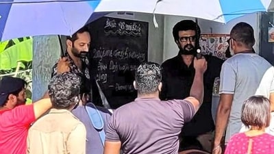 Leaked picture of Fahadh Faasil and Rajinikanth shooting for Vettaiyan