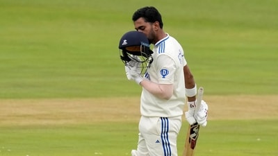 India's batsman KL Rahul kisses his helmet after reaching a century during the second day of the Test cricket match between South Africa and India (AP) India's batsman KL Rahul kisses his helmet after reaching a century during the second day of the Test cricket match between South Africa and India (AP)