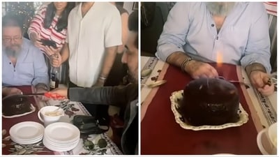 Ranbir Kapoor set a cake on fire and said "Jai Mata Di" on Christmas. Ranbir Kapoor set a cake on fire and said "Jai Mata Di" on Christmas.