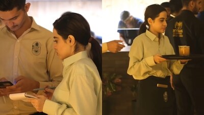 Uorfi Javed at a restaurant in Mumbai. (Instagram/@urf7i) Uorfi Javed at a restaurant in Mumbai. (Instagram/@urf7i)