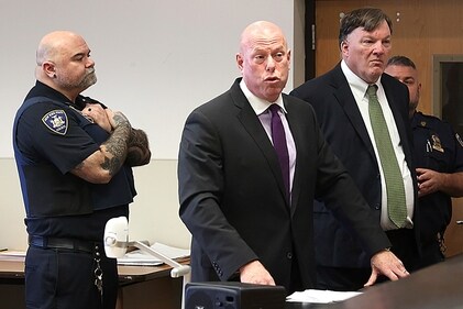 Rex Heuermann, right, appears in Suffolk County Supreme Court with his attorney, Michael Brown, Wednesday, Nov. 15, 2023, in Riverhead, N.Y. Heurmann was arrested in July on murder charges in the killings of Melissa Barthelemy, Megan Waterman and Amber Costello, three of the women whose bodies were found along a remote beach highway on Long Island, and has been named as the the prime suspect in the death of a fourth woman.
(James Carbone/Newsday via AP, Pool) (AP) Rex Heuermann, right, appears in Suffolk County Supreme Court with his attorney, Michael Brown, Wednesday, Nov. 15, 2023, in Riverhead, N.Y. Heurmann was arrested in July on murder charges in the killings of Melissa Barthelemy, Megan Waterman and Amber Costello, three of the women whose bodies were found along a remote beach highway on Long Island, and has been named as the the prime suspect in the death of a fourth woman.
(James Carbone/Newsday via AP, Pool) (AP)