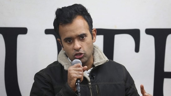 Vivek Ramaswamy speaks to guests during a campaign stop at the AmericInn on December 19, 2023 in Webster City, Iowa (Photo by SCOTT OLSON / GETTY IMAGES NORTH AMERICA / Getty Images via AFP) (Getty Images via AFP)