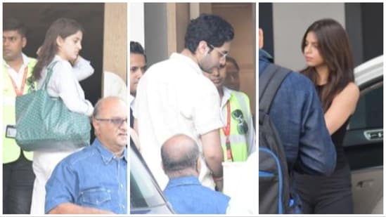 Navya Naveli Nanda, Agastya Nanda and Suhana Khan at Kalina airport.