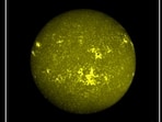 Indian Space Research Organisation (ISRO) shared the first-ever full disk images of the Sun in near ultraviolet wavelengths, captured by the Aditya-L1 spacecraft. (ISRO/Twitter) Indian Space Research Organisation (ISRO) shared the first-ever full disk images of the Sun in near ultraviolet wavelengths, captured by the Aditya-L1 spacecraft. (ISRO/Twitter)