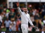  South Africa's Dean Elgar celebrates after winning the match 