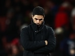 Arsenal's Spanish manager Mikel Arteta reacts at the end of the English Premier League football match between Arsenal and West Ham at the Emirates Stadium in London on December 28, 2023