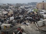 Displaced Palestinians arrive at a makeshift tent camp in Rafah, Gaza Strip, on Thursday, Dec. 28, 2023. Displaced Palestinians arrive at a makeshift tent camp in Rafah, Gaza Strip, on Thursday, Dec. 28, 2023.