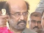 Rajinikanth at Vijaykanth's funeral in Chennai.