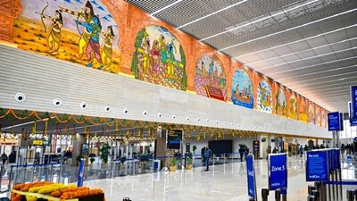Newly constructed Maharishi Valmiki International Airport Ayodhya Dham ahead of its inauguration on December 30 by Prime Minister Narendra Modi. (PTI) Newly constructed Maharishi Valmiki International Airport Ayodhya Dham ahead of its inauguration on December 30 by Prime Minister Narendra Modi. (PTI)