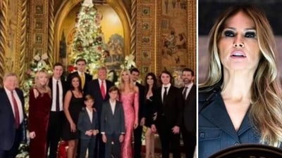 The photo showed the Trump family, including Donald Trump, his children and their partners posing in front of a giant tree in a huge room, but Melania was missing (kimberlyguilfoyle/Instagram, photo by SAUL LOEB / AFP) The photo showed the Trump family, including Donald Trump, his children and their partners posing in front of a giant tree in a huge room, but Melania was missing (kimberlyguilfoyle/Instagram, photo by SAUL LOEB / AFP)
