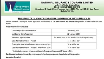 NICL Recruitment 2024: Apply online for 274 Administrative Officers (Scale I) posts NICL Recruitment 2024: Apply online for 274 Administrative Officers (Scale I) posts