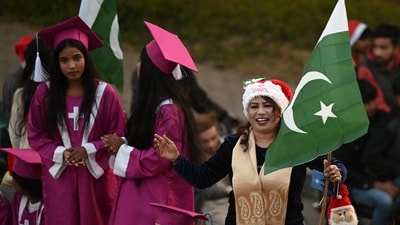 Christians devotees take part in a parade along a road ahead Christmas celebrations, in Islamabad on December on December 5, 2023. (AFP) Christians devotees take part in a parade along a road ahead Christmas celebrations, in Islamabad on December on December 5, 2023. (AFP)