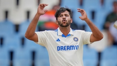 India's Shardul Thakur reacts after bowling a delivery (PTI) India's Shardul Thakur reacts after bowling a delivery (PTI)