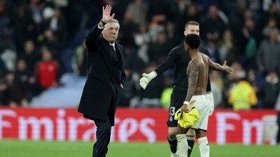 Real Madrid coach Carlo Ancelotti celebrates after a match. (REUTERS)