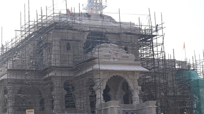 The ongoing construction work of Ram Temple in Ayodhya. (Deepak gupta/ht) The ongoing construction work of Ram Temple in Ayodhya. (Deepak gupta/ht)