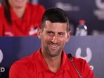 Novak Djokovic speaks at a news conference. Novak Djokovic speaks at a news conference.