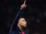 Kylian Mbappe celebrates a goal for PSG. Kylian Mbappe celebrates a goal for PSG.