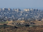 Buildings lie in ruin in Gaza, amid the ongoing conflict between Israel and the Palestinian Islamist group Hamas.