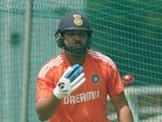 India's captain Rohit Sharma during a practice session India's captain Rohit Sharma during a practice session