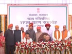 Governor Kalraj Mishra administered the oath-taking ceremony for the BJP MLAs at Raj Bhavan in Jaipur on Saturday.