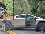 Tesla's recently launched stainless steel Cybertruck left a Toyota Corolla crumpled on the roadside as it collided head-on with the car, crushing its front end in Palo Alto, California.