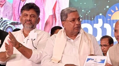 Karnataka Chief Minister Siddaramaiah, with State Deputy Chief Minister DK Shivakumar. (ANI Photo) (Shashidhar Byrappa)