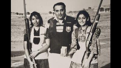 Ace shooters Bhuvneswari Kumari, Karni Singh, and his daughter, Rajyashree Kumari, at a championship. (PHOTO: MAHARAJA GANGA SINGHJI TRUST, BIKANER) Ace shooters Bhuvneswari Kumari, Karni Singh, and his daughter, Rajyashree Kumari, at a championship. (PHOTO: MAHARAJA GANGA SINGHJI TRUST, BIKANER)
