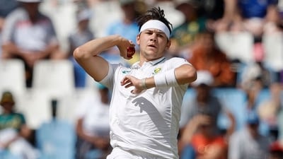 South Africa's Gerald Coetzee delivers a ball during the third day of the first cricket Test match between South Africa and India at SuperSport Park in Centurion (AFP) South Africa's Gerald Coetzee delivers a ball during the third day of the first cricket Test match between South Africa and India at SuperSport Park in Centurion (AFP)