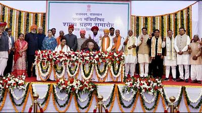 Newly appointed Rajasthan chief minister Bhajan Lal Sharma expands cabinet. (Col Rajyavardhan Rathore - X) Newly appointed Rajasthan chief minister Bhajan Lal Sharma expands cabinet. (Col Rajyavardhan Rathore - X)