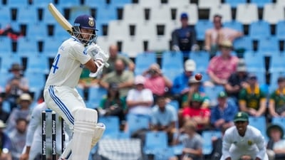 India's Yashasvi Jaiswal plays a shot on the first day of the first Test cricket match between India and South Africa (PTI) India's Yashasvi Jaiswal plays a shot on the first day of the first Test cricket match between India and South Africa (PTI)