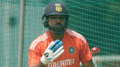 India's captain Rohit Sharma during a practice session (PTI)
