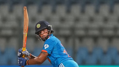 Indian batter Richa Ghosh plays a shot (PTI)