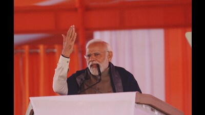 Prime Minister Narendra addressed a rally at Maharshi Valmiki International Airport in Ayodhya, Uttar Pradesh India on Saturday, December 30, 2023. (Deepak Gupta/Hindustan Times) Prime Minister Narendra addressed a rally at Maharshi Valmiki International Airport in Ayodhya, Uttar Pradesh India on Saturday, December 30, 2023. (Deepak Gupta/Hindustan Times)