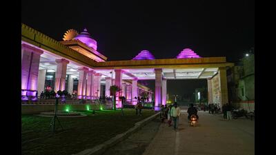 The newly-inaugurated extension wing of the Ayodhya Dham Junction, in Ayodhya, on Saturday. (PTI) The newly-inaugurated extension wing of the Ayodhya Dham Junction, in Ayodhya, on Saturday. (PTI)
