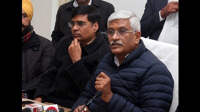 Union jal shakti minister Gajendra Singh Shekhawat at the AIIMS, Bathinda , on Saturday. (Sanjeev Kumar/HT) Union jal shakti minister Gajendra Singh Shekhawat at the AIIMS, Bathinda , on Saturday. (Sanjeev Kumar/HT)