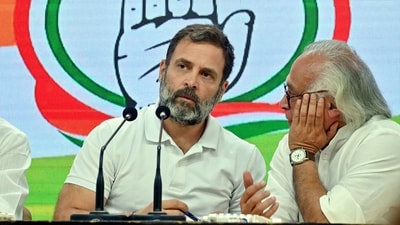 Congress leaders Rahul Gandhi and Jairam Ramesh during a press briefing at the party headquarters in New Delhi. (ANI / File) Congress leaders Rahul Gandhi and Jairam Ramesh during a press briefing at the party headquarters in New Delhi. (ANI / File)