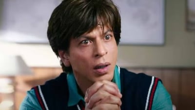 Shah Rukh Khan in a still from Rajkumar Hirani's film Dunki. Shah Rukh Khan in a still from Rajkumar Hirani's film Dunki.