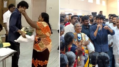 Vijay distributed relief materials to families. Vijay distributed relief materials to families.
