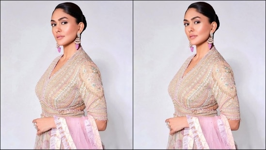 On Friday, Mrunal gave her fans a sweet surprise as the actress took to Instagram and uploaded a series of glam pictures accompanied by the caption "Embracing life one smile at a time".(Instagram/@mrunalthakur)