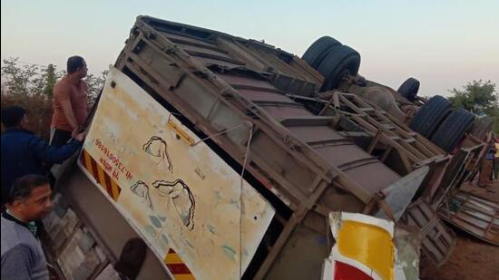 Police said the driver lost control of the bus near the ghar (HT Photo)