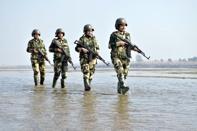 These young women match the BSF men shoulder-to-shoulder when it comes to ward off any threat that could be armed terrorists from across the border, drug smugglers or ceasefire violations by the Pakistan (HT Photo) These young women match the BSF men shoulder-to-shoulder when it comes to ward off any threat that could be armed terrorists from across the border, drug smugglers or ceasefire violations by the Pakistan (HT Photo)