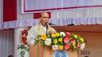 Defence minister Rajnath Singh addressing the 21st convocation ceremony of Tezpur University in Assam on Sunday. (PTI) Defence minister Rajnath Singh addressing the 21st convocation ceremony of Tezpur University in Assam on Sunday. (PTI)