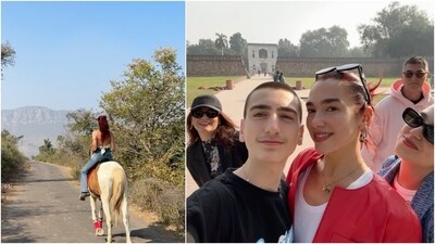 During the safari visit, the Houdini singer wore a yellow kurta featuring a red embroidered pattern of Hindu gods and flowers, full-length sleeves, side slits, a bandhgala neckline, and a relaxed fitting. She teamed the top with distressed denim shorts, open locks, glowing blushed skin, and gold hoop earrings. (Instagram) During the safari visit, the Houdini singer wore a yellow kurta featuring a red embroidered pattern of Hindu gods and flowers, full-length sleeves, side slits, a bandhgala neckline, and a relaxed fitting. She teamed the top with distressed denim shorts, open locks, glowing blushed skin, and gold hoop earrings. (Instagram)