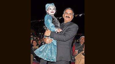 Himachal CM Sukhvinder Singh Sukhu during the New Year’s programme at The Ridge in Shimla on Sunday. (PTI)