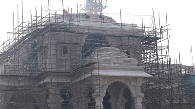 The ongoing construction work of Ram Temple in Ayodhya. (Deepak gupta/ht) (HT_PRINT) The ongoing construction work of Ram Temple in Ayodhya. (Deepak gupta/ht) (HT_PRINT)